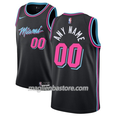 Maglia NBA Miami Heat Personalizzate 2018-19 Nike City Edition Nero Swingman - Uomo